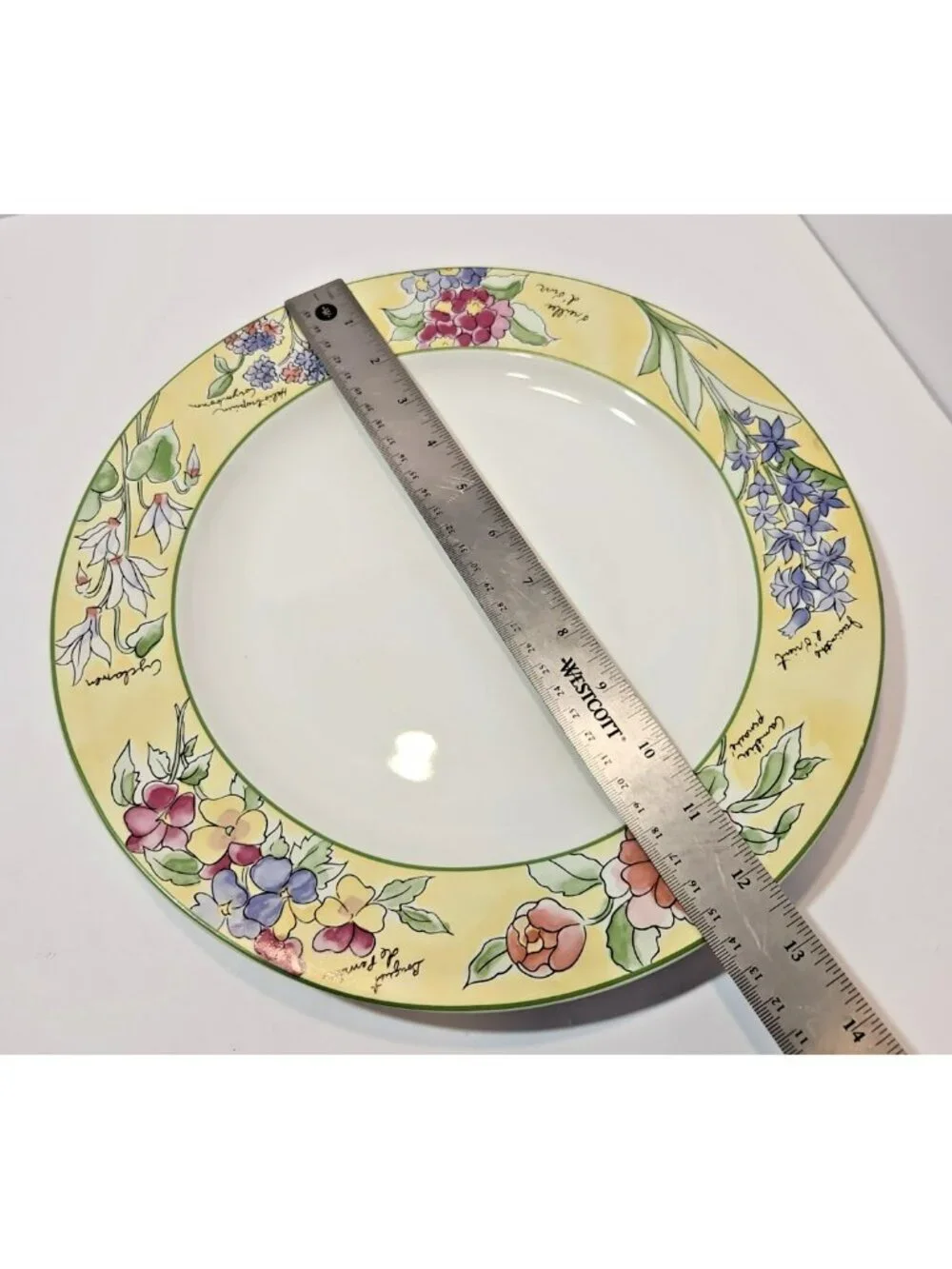 Vtg Furio Creme Brulee Stoneware Ceramic Chop Plate/Round Platter NOS Botanical